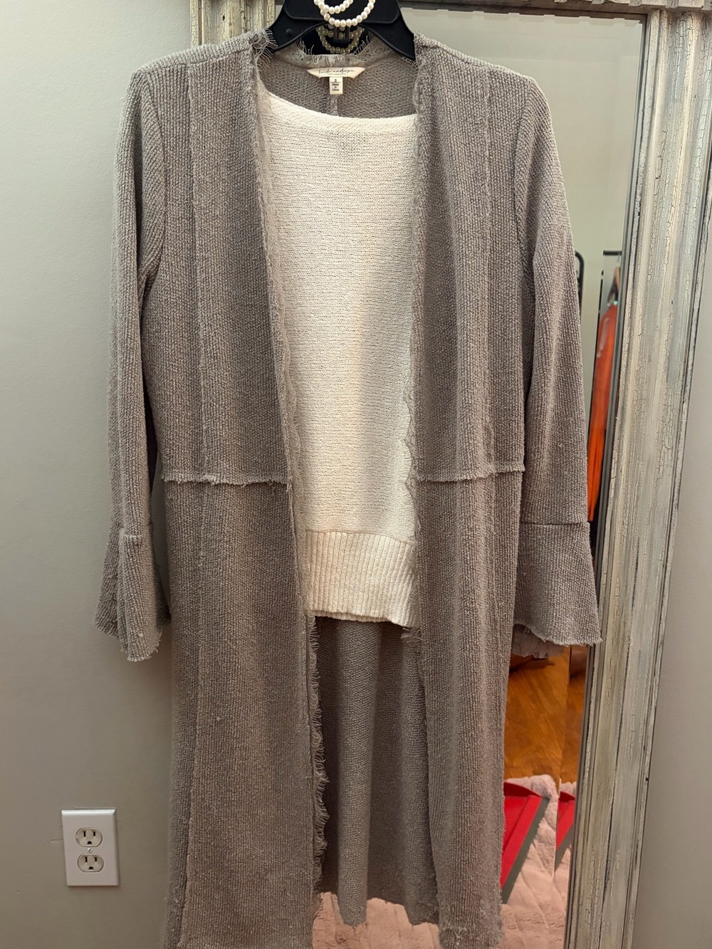 Women's Open-Front Lace Inseam Knit Cardigan